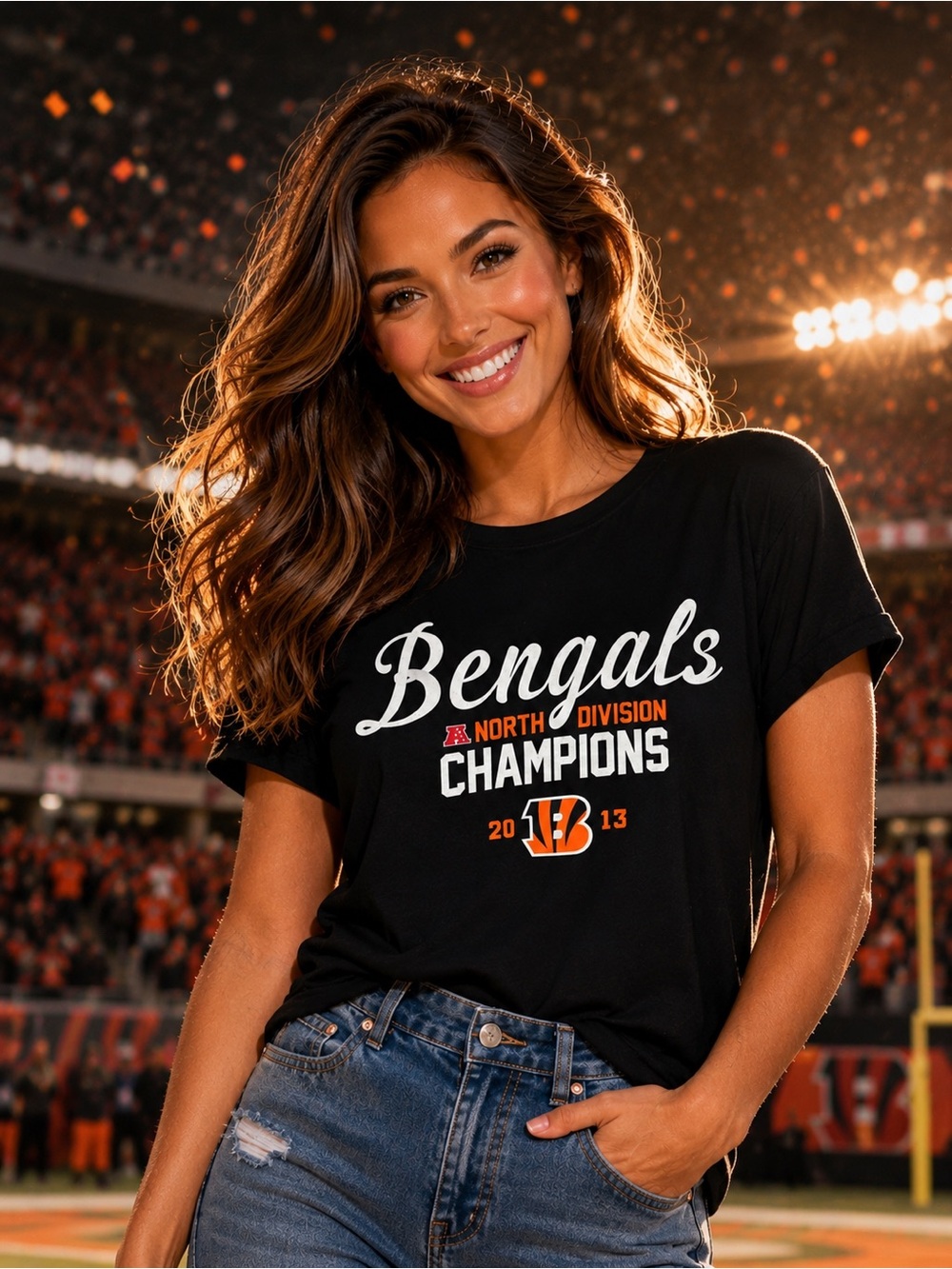 Bengals AFC North Division Champions 2013 Graphic Tee Black Medium NFL Fan Shirt